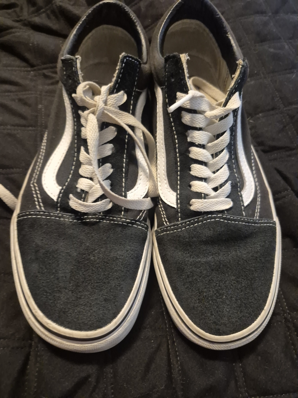 Vans Black and White Suede Low-Top Sneakers